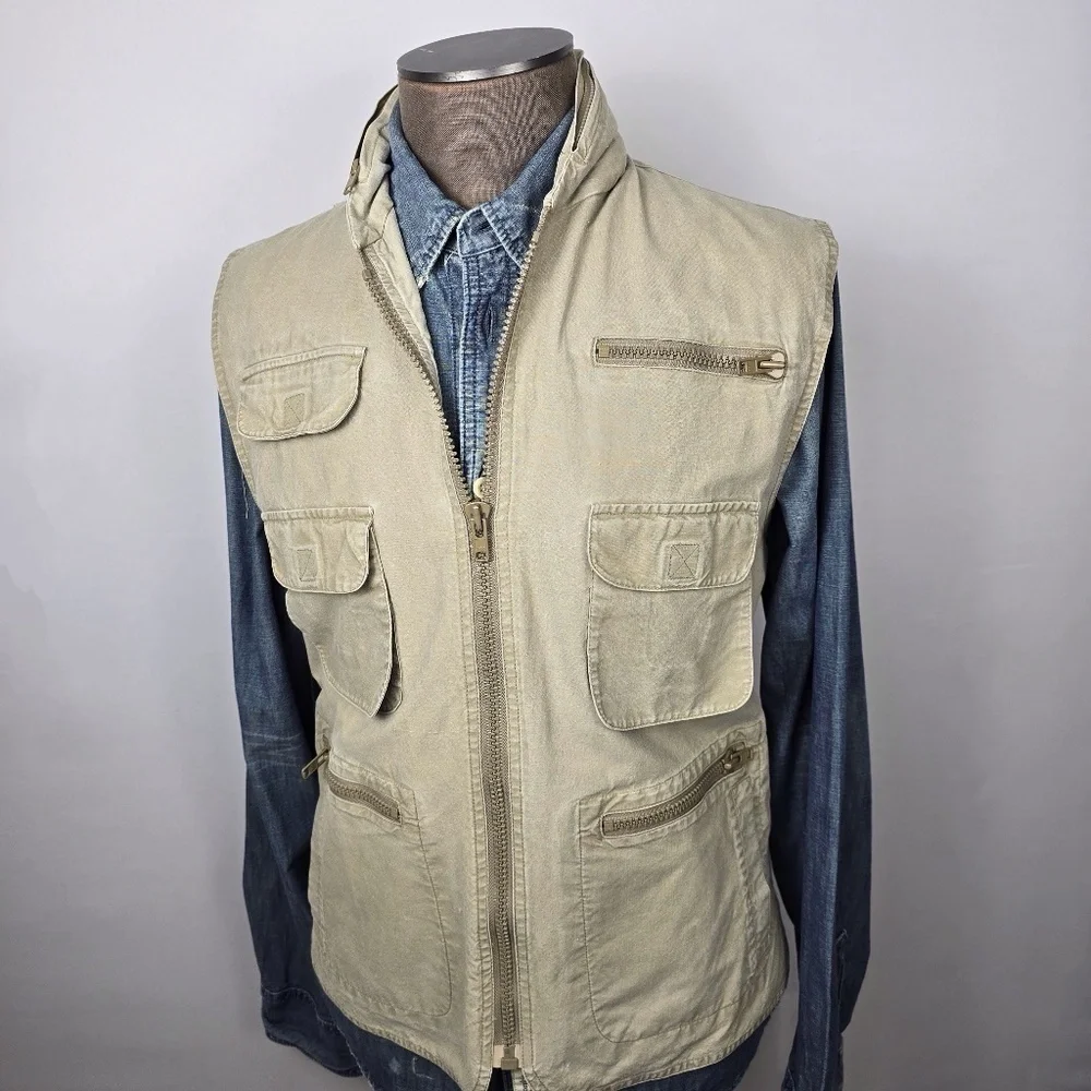 Vintage 80’s Banana Republic Safari Photographer Khaki Pocket Vest Mens Large
